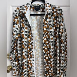 Preowned Loft 604 Boys Men Large Shirt Cat Kitty Green Russ White